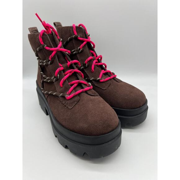 UGG Brisbane Lace Up Suede Platform Boots Burnt Cedar Women's Size 9.5 - Picture 11 of 12